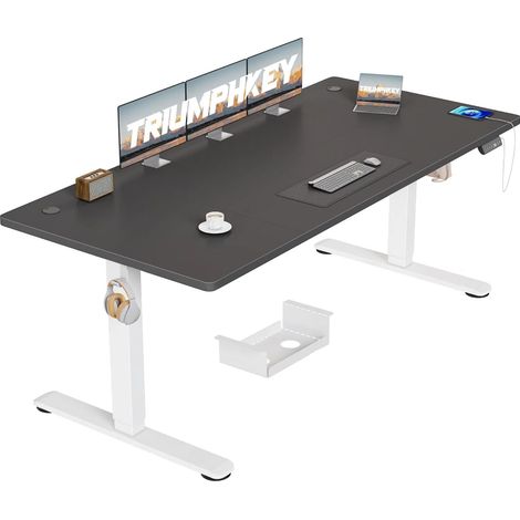 Bureau Assis Debout Électrique 180×80 cm, 3 Mémoires, Noir (1/5)