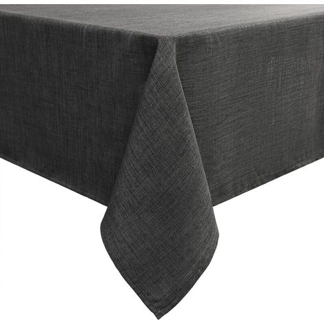 Rechteckige Tischdecke 140 x 180 cm, Leinenoptik, wasserdicht, fleckenabweisend, für Esszimmer und Garten – Dunkelgrau (1/4)