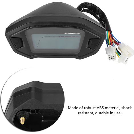 Universeller digitaler Motorrad-Tachometer mit Farb-LCD-Display, Kilometerzähler und Drehzahlmesser mit Geschwindigkeitssensor und gut lesbarer Digitalanzeige (1/5)