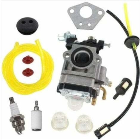 Carburatore per decespugliatori da 52cc, 49cc e 43cc. Kit carburatore completo di guarnizione, tubo flessibile, candela e filtro carburante. Compatibile con un'ampia gamma di tosaerba e decespugliator