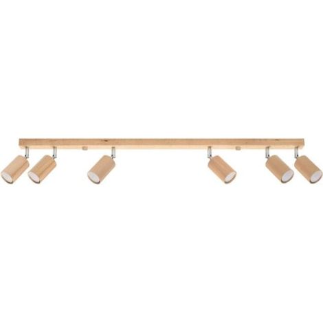 Plafonnier 6 Spots Orientables pour Ampoule GU10 - Bois - SILUMEN (1/5)