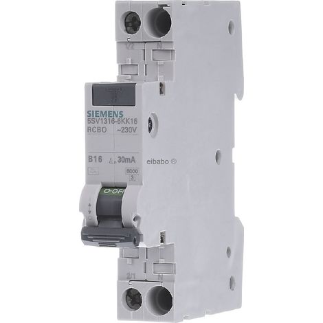 Fehlerstromschutzschalter 2P C 16A 0,03A Typ AC 6kA 30mA sentron 5SV1316-1KK16