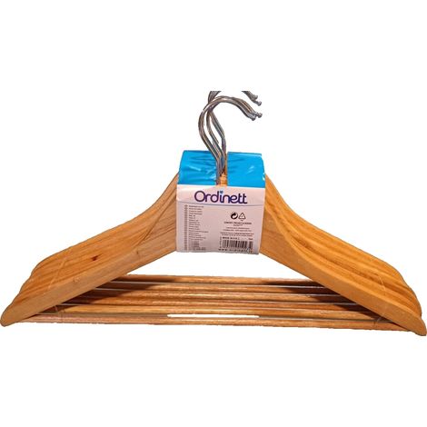 Set 6 Grucce Legno Naturale Barra Porta Pantaloni Antiscivolo e Gancio Ruotante