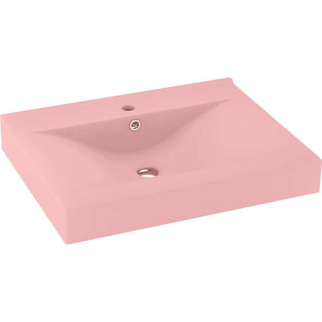 Luxus-Waschbecken mit Hahnloch Matt-Rosa 60x46 cm Keramik vidaXL