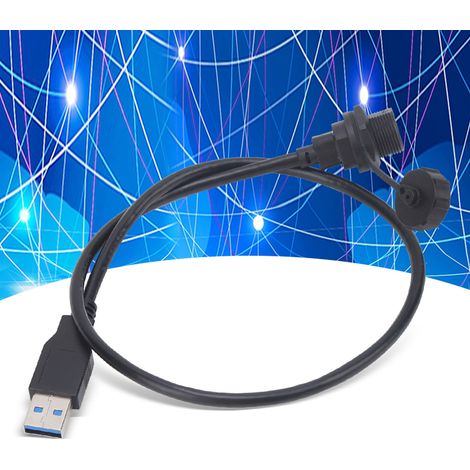 Connecteur USB étanche E10TPC-TF-F/U3-AM, type C femelle/USB 3.0 mâle, avec prise arrière et câble de 0,5 m. (1/5)