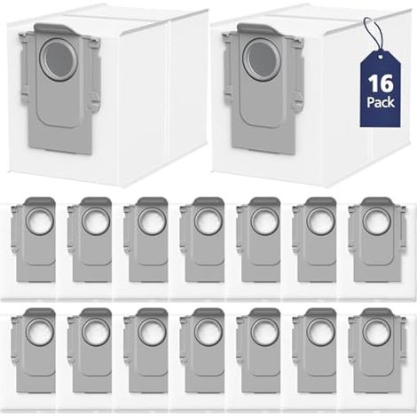 Confezione da 16 sacchetti per aspirapolvere compatibili con Roborock Q Revo/QRevo Curv/Curv S5V/Curv S5X/QV 35A/QV 35S/Q Revo Pro/S8 MaxV Ultra
