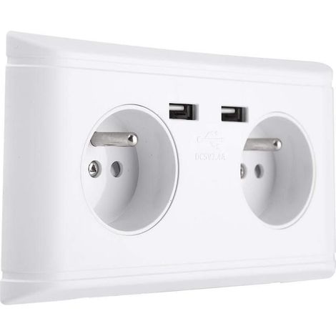 Multi-Fonctionnelle UE Prise Murale Prise de Courant Prise avec Double Port USB for Chargeur de téléphone 250V 1pc (1/2)