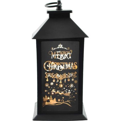 Christmas Lantern Plastic Black Indoor Xmas Nativity Theme Decorations Battery Operated (1/4)