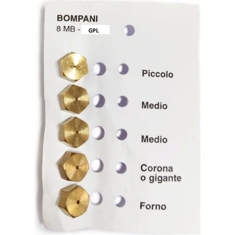 SERIE 5PZ UGELLI SPRUZZI GAS GPL PROPANO PASSO 8MB PER CUCINE E FORNELLI