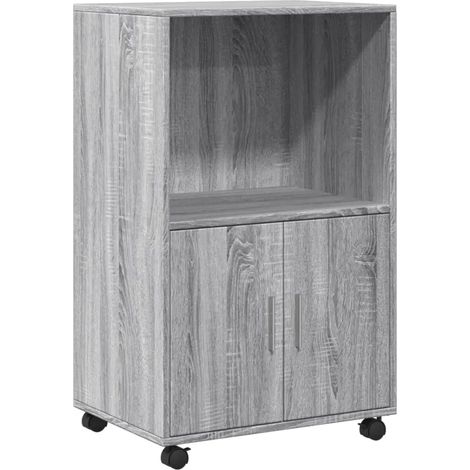 Armoire à roulettes multifonctionnelle espace de rangement 55 x 40 x 91 cm en bois d'ingénierie gris (1/5)