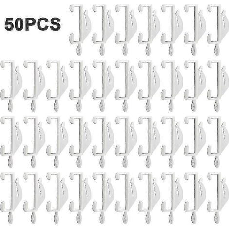 50 crochets de tringle à rideaux blancs lisses (robustes) (1/5)