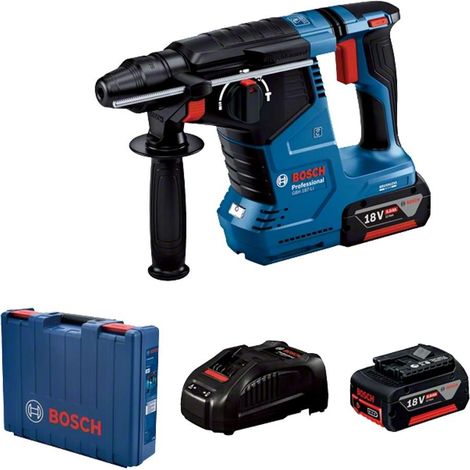 Bosch Utensili - Martello perforatore a batteria 18V, 2x batterie da 5,0 Ah, caricabatterie 0611923021