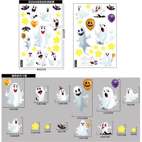 Autocollants citrouille d'Halloween, décorations de fête, lanternes citrouille en bonbons, autocollants statiques, autocollan(L049) (1/5)