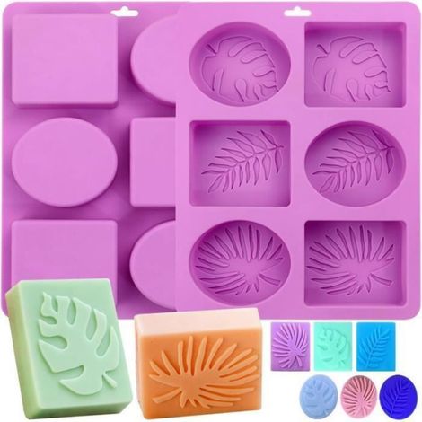 Moule Savon - Silicone Alimentaire - 12 Cavités Rectangulaires - Pour Fabrication Maison - 2 Pièces (1/4)