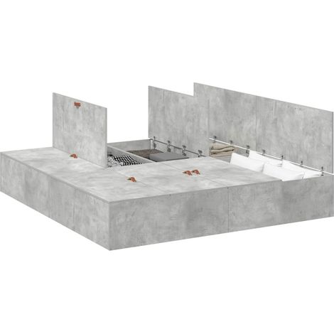Maison Exclusive - Aufbewahrungsbettgestell Beton Grau 200 x 200