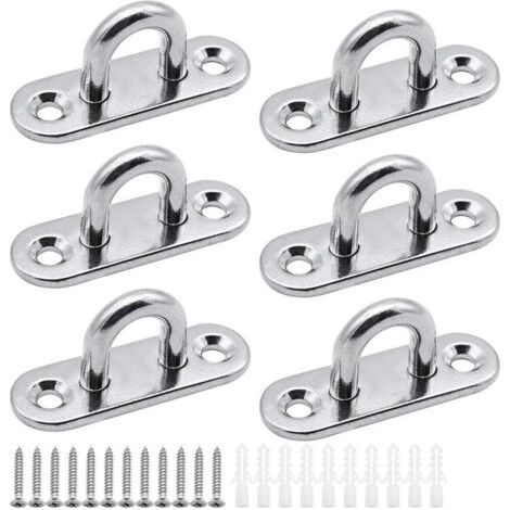 6 pièces plaques à œillets Plaque de Couverture en Acier Inoxydable Plaque de mât de 5mm Crochets de Fixation Robustes pour Crochets muraux chaises suspendues auvent Accessoires de Bateau etc