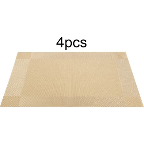 4 Tapis de table PVC doré, sets de table élégants pour assiettes et verres, napperons imperméables pour salle à manger, 4 pièces (1/5)
