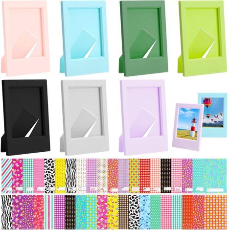 7 Pcs Mini Cadres Photo Compatible avec Fujifilm Instax Cadres Photo Instantanés en Plastique avec 40 Pcs Autocollants de Cadre Photo Ensemble d'Accessoires Mini Appareil Photo Coloré (1/5)