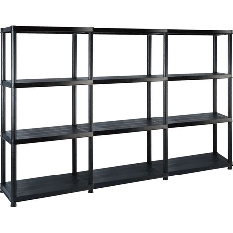 Libreria a 4 ripiani 130 cm in plastica nera 020000646