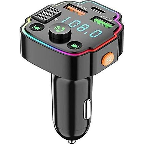 Émetteur FM Bluetooth pour voiture, autoradio Bluetooth 5.0, lecteur MP3 USB, kit PD, chargeur 20 W (5 V - 3,1 A), double lecteur (5 V - 1,5 A), adaptateur A4L8. (1/4)