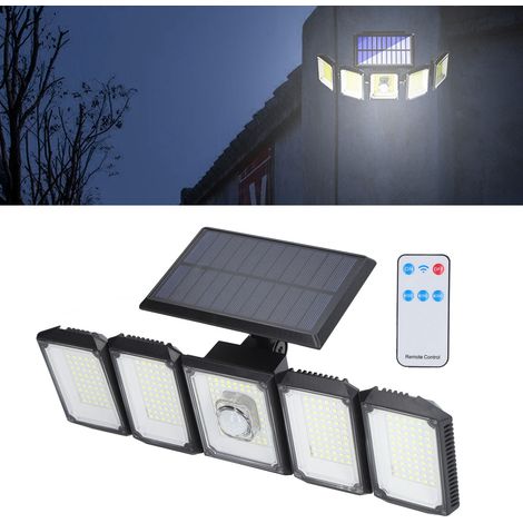 Solar-Wandleuchte mit Bewegungsmelder, wasserdichte, drehbare Fünf-Kopf-Außenleuchte für den Garten, LED-Solar-Straßenleuchte. (1/5)