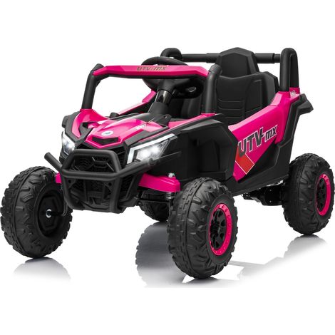 Coche Eléctrico 4x4 para Niños, Mando a Distancia, Quad Infantil 12V con Luces LED, Música, Bluetooth y USB para Niños de 3 Años en Adelante, Fucsia (1/5)