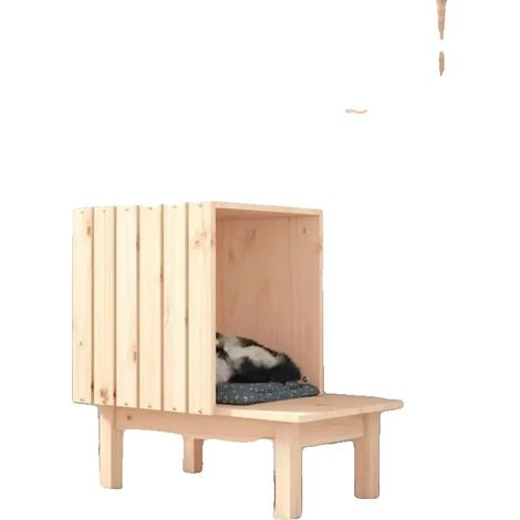 Caseta para gatos, pino resistente, fácil de limpiar, marrón. (1/2)