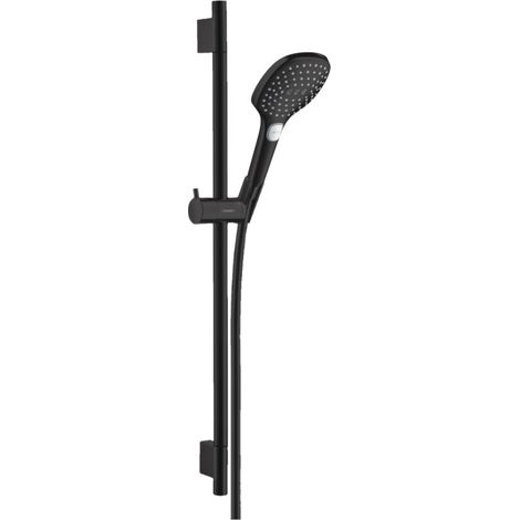 Hansgrohe Unica Set S Puro Brausestange 65 cm mit Schlauch + Raindance 120 Select E 3-Strahl Handbrause, mattschwarz (28632670-SET)