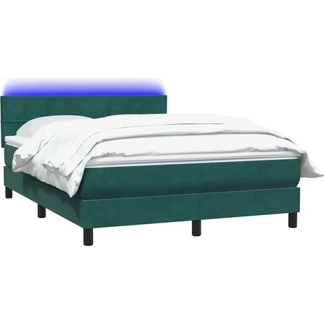 Sommier à lattes de lit et matelas vert foncé 160x220cm velours vidaXL (1/5)
