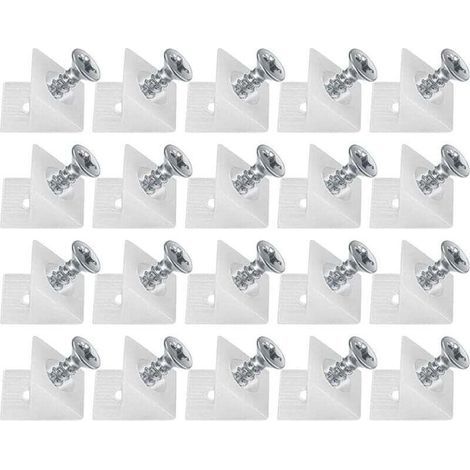 20 Pièces Cales en Plastique pour Meuble Tiroir, Équerre De Fixation, Connecteur Arrière Stabilisateurs, Fond de Tiroir Connecteur avec Vis, pour Réparer Affaissement Étagère Meuble-Crezuo (1/4)