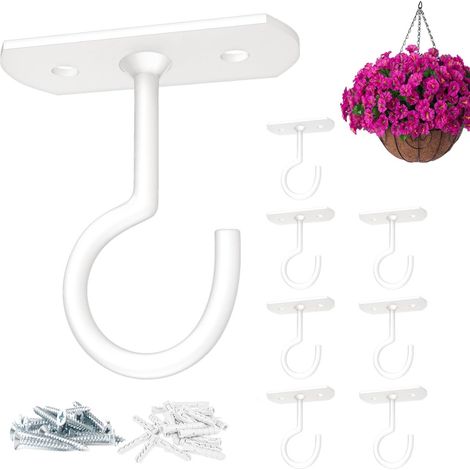 Filiyano – support mural en métal – Crochets de plafond, lot de 8 blancs, 65 mm, support mural en métal pour suspendre plantes et lanternes (1/5)