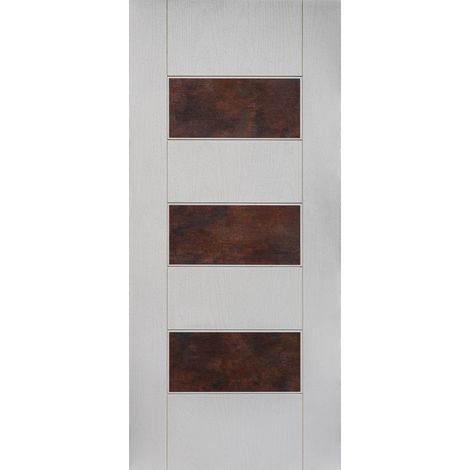 Pannello da Esterno in Vetroresina Bianco con Inserti Corten Noce (1/3)