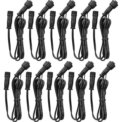 10-teiliges Verlängerungskabel, 5er-Pack, 1 m, mit Steckern und Buchsen, IP67-Wasserbeständigkeit, nur für Deckbeleuchtung geeignet – (Farbe: Schwarz) (1/5)