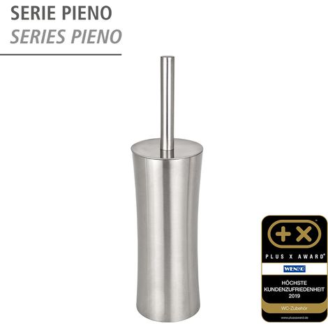 WENKO Spazzolino WC Pieno, design chiuso, spazzolino WC nero, Acciaio inossidabile, Ø 10x37,5 cm, opaco (1/5)