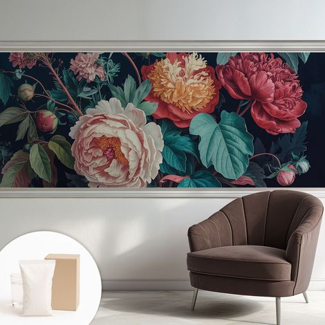 Fototapete Tapete Vliestapete mit Kleber - Wandtattoo - leicht anzubringen - Wandverkleidung Bunte Blumen 250x104 cm (1/5)