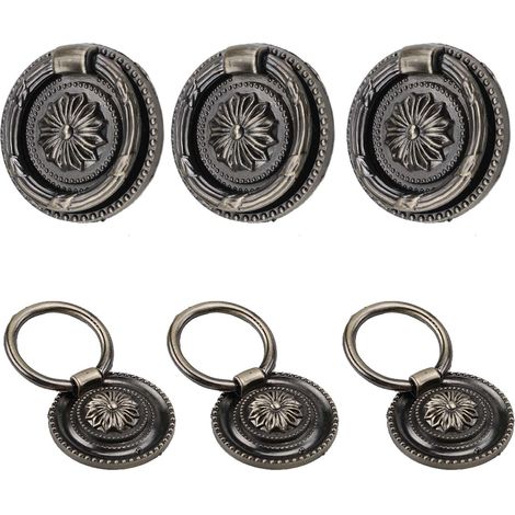 CCYKXA 3-Piece Vintage Brass Furniture Handle Set with Screws for Drawer Cabinets and Antique Furniture (1/5)