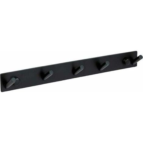 Portasciugamani in acciaio inox nero - Gancio appendiabiti per bagno (Acciaio inox (nero), 5 ganci) (1/4)