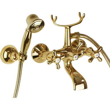 Gruppo vasca esterno con set doccia in colore oro Gattoni Calypso 1150150D0 Oro - Con set doccia (1/4)