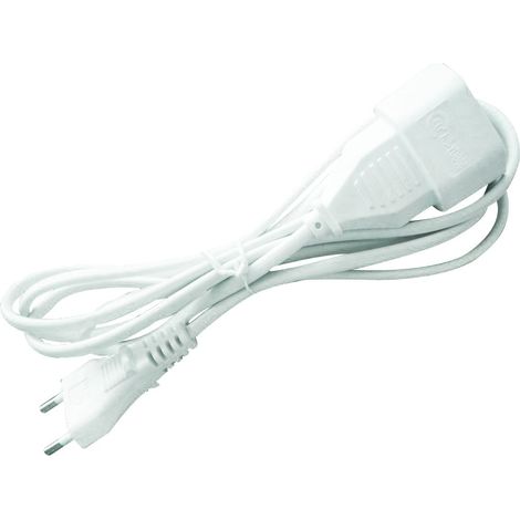 Garza - Cable alargador interior 2 m, 2300W/10A, sin conexión a tierra, protección infantil, IP20, compacto y seguro para uso doméstico, Blanco