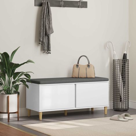 vidaXL Panca per ingresso con cuscino Bianco 100 x 38 x 46 cm