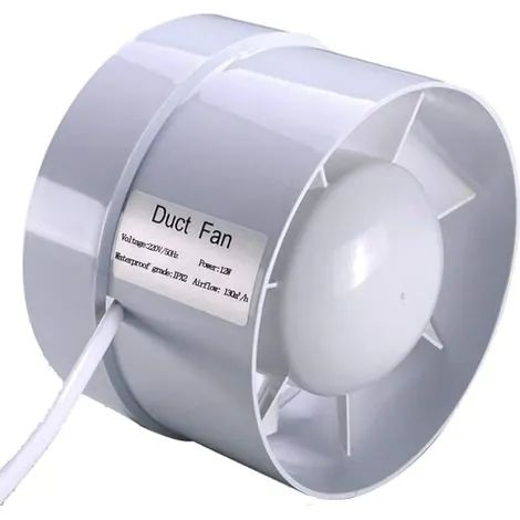 Ventilateur extracteur silencieux 150 mm (6 pouces) 18 W 320 m³/h à flux mixte écoénergétique pour salle de bain, aérations, serres, tentes (1/3)
