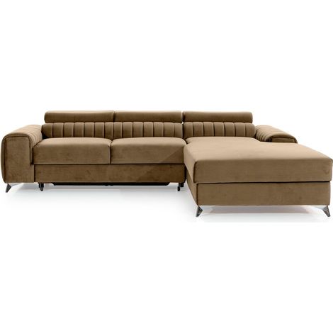 Canapé d'angle droit Marron clair convertible 3 places JAYSON convertible 3 places (1/5)