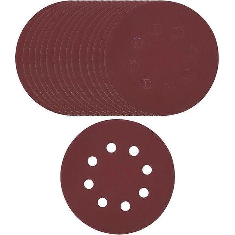 100 Stück 5-Zoll-Schleifscheiben mit 8 Löchern, Schleifpapier, Schleifblatt, rundes Schleifpapier zum Polieren und Schleifen