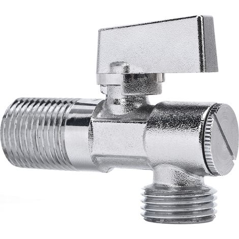 Robinet d'arrêt d'angle en laiton 1/4 tour, entrée G1/2", sortie G1/2", coupe-eau pour évier, salle de bain, WC et robinet de cuisine (1/5)
