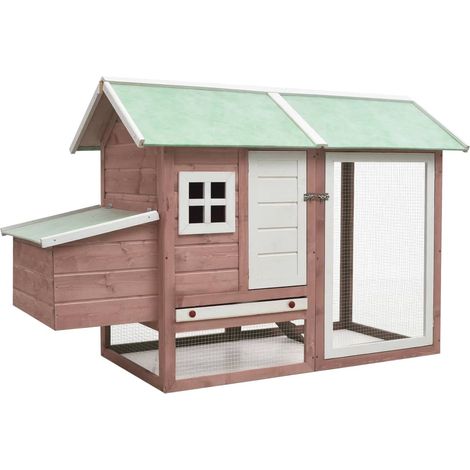 Poulailler 170 x 81 x 110 cm bois de pin massif et sapin moka