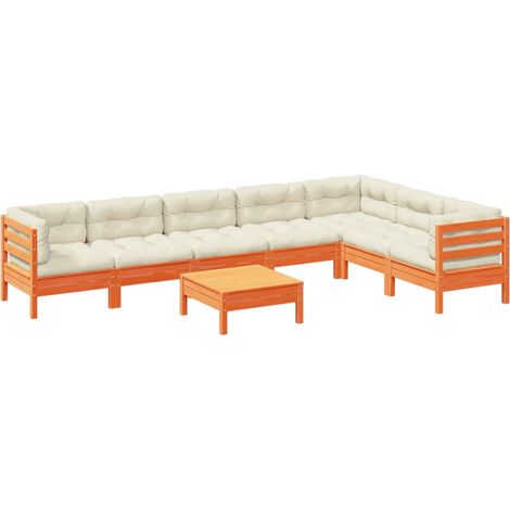 Maison Exclusive - Set de sofás jardín 8 pzas con cojines madera (1/5)