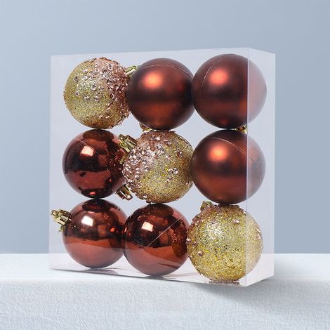 Boules De Noël - 6 cm - En Pvc - Pour Arbre De Noël Décoration Intérieure Et Extérieure - Lot De 9 (1/4)