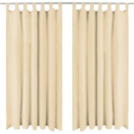 Rideau occultant avec boucles 2 pcs 140 x 245 cm Beige vidaXL