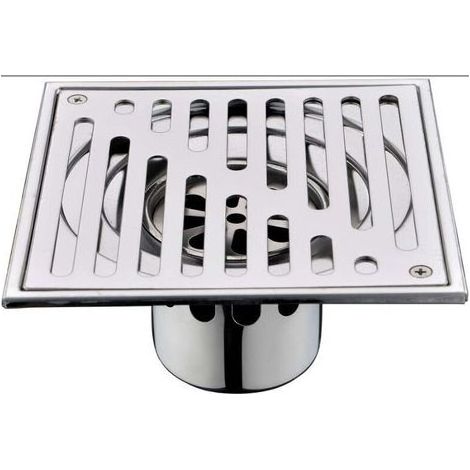 Siphon de sol en acier inoxydable, anti-odeurs, carré, bonde de salle de bain, siphon de douche de gros calibre, 150 x 150 mm (1/3)