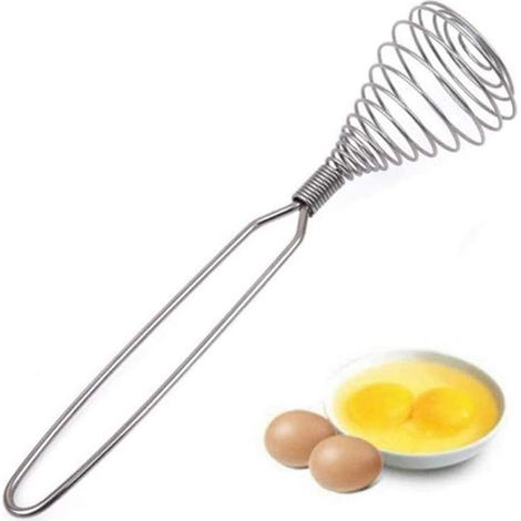 Mini fouet à ressort français, fouet spiralé en acier inoxydable argenté de 22 cm, batteur à œufs manuel, mélangeur et batteur.